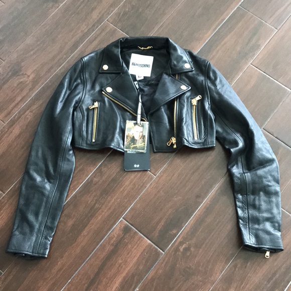 🎉SOLD ON EBAY🎉 - H&Moschino Black Leather Jacket (NWT) - Picture 2 of 9
